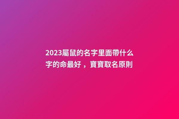 2023屬鼠的名字里面帶什么字的命最好，寶寶取名原則
